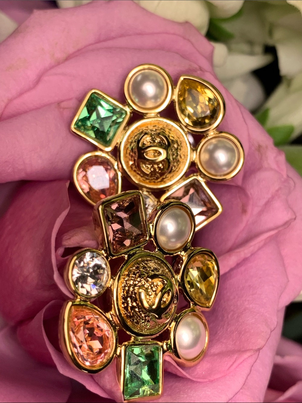 Absolutely stunning brand new authentic Chanel earrings with multi color stones
